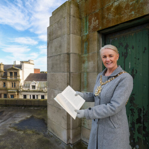 Lord Mayor of Belfast, Councillor Tracy Kelly was at the Belfast Stories site to launch the Community and Creative Grants Programme. Photo credit - Press Eye