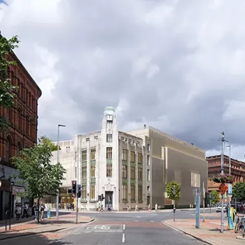 Street level view of Belfast Stories from Royal Avenue ft
