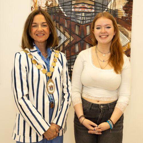 The Mayor of Ards and North Down Cllr Gillian McCollum and Sarah Montgomery-Cardy A2L Strangford College